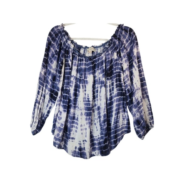 Knox Rose Tops - Knox Rose Peasant Top S Purple Tie Dye Boho Off Shoulder‎ Flowy 3/4 Sleeve Rayon